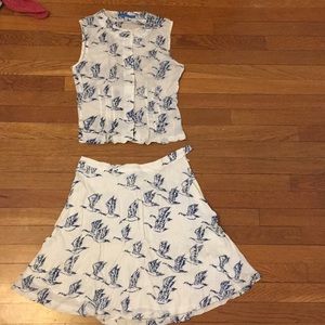 Cotton poplin Canada Goose print skirt and blouse